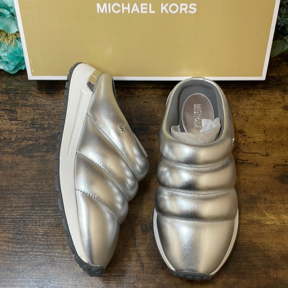 Michael Michael Kors SIlver Epic Slip On Mule Sneakers, 5M